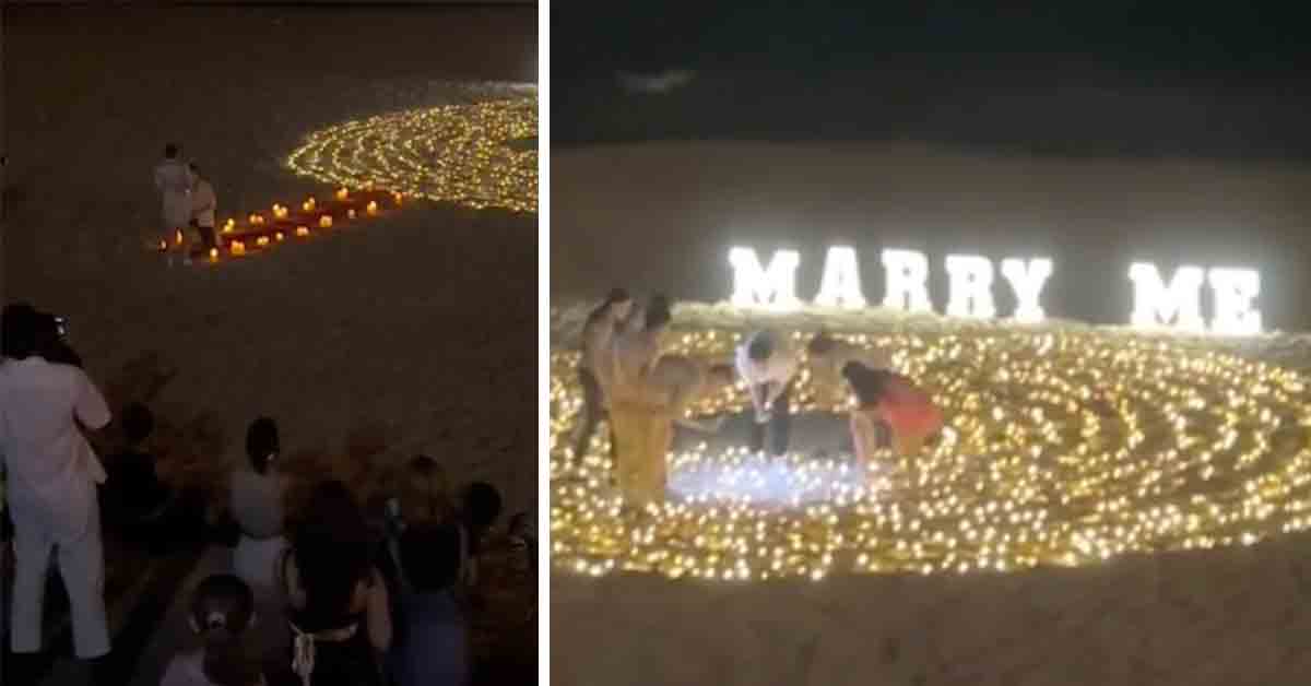 beach proposal epic fail