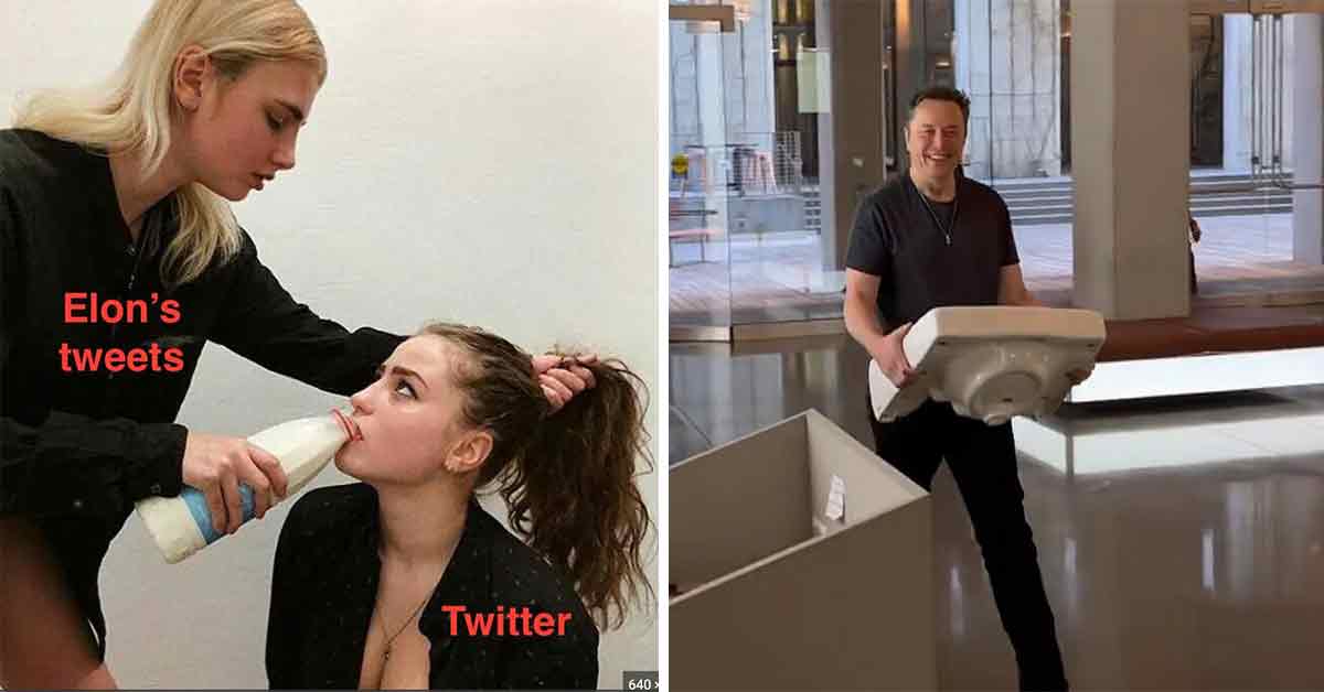 Elon's tweets -  twitter -  woman forcing another woman to drink milk