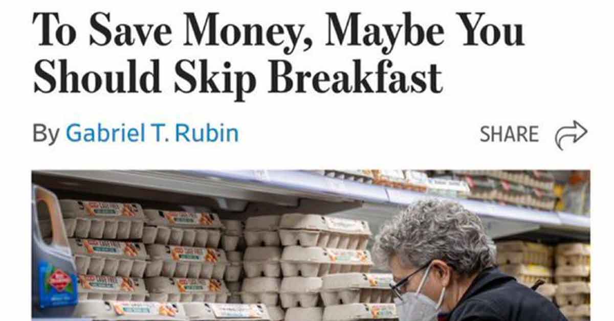 to save money maybe you should skip breakfast