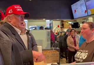 Donald Trump at a McDonald's in East Palestine Ohio