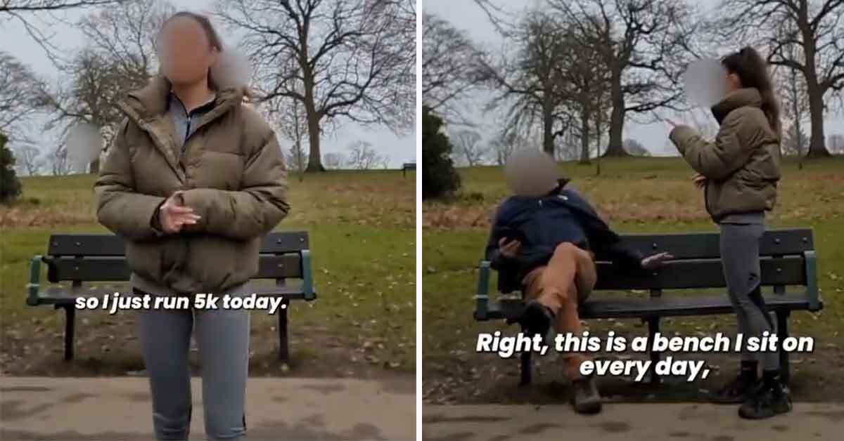 woman gets upset at guy who sat down in her shot