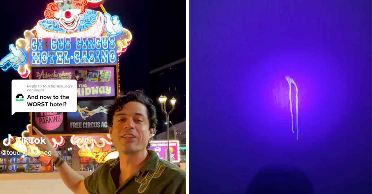 dude on tiktok makes a black light review of Las Vegas casino circus circus