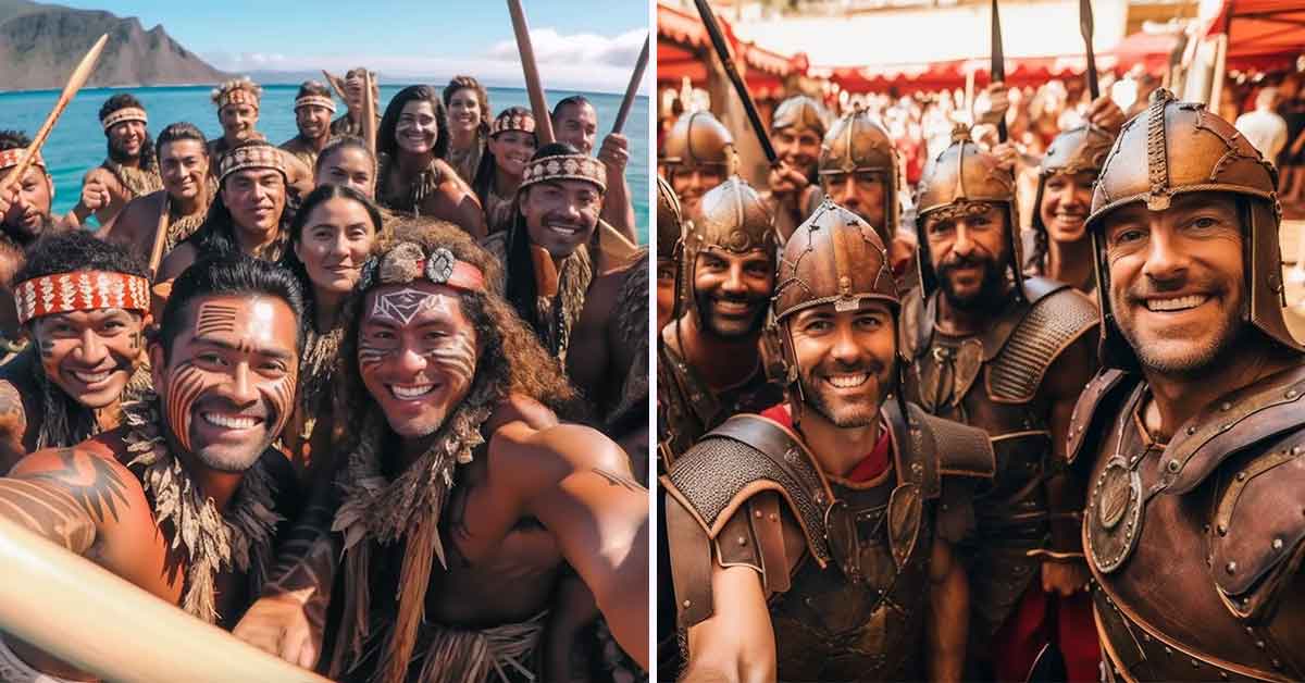 AI-Generated Selfies of Warriors Throughout History