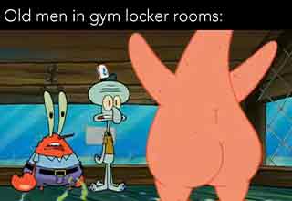 old men in gym locker rooms