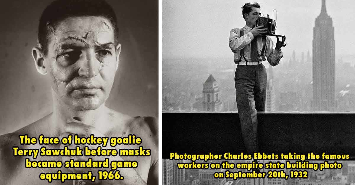 The face of hockey goalie Terry Sawchuk before masks became