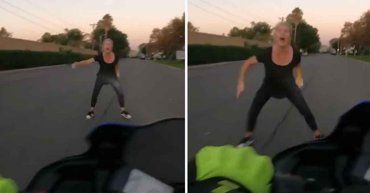 woman tries to jump in front of motorcycle and gets her ankles broken