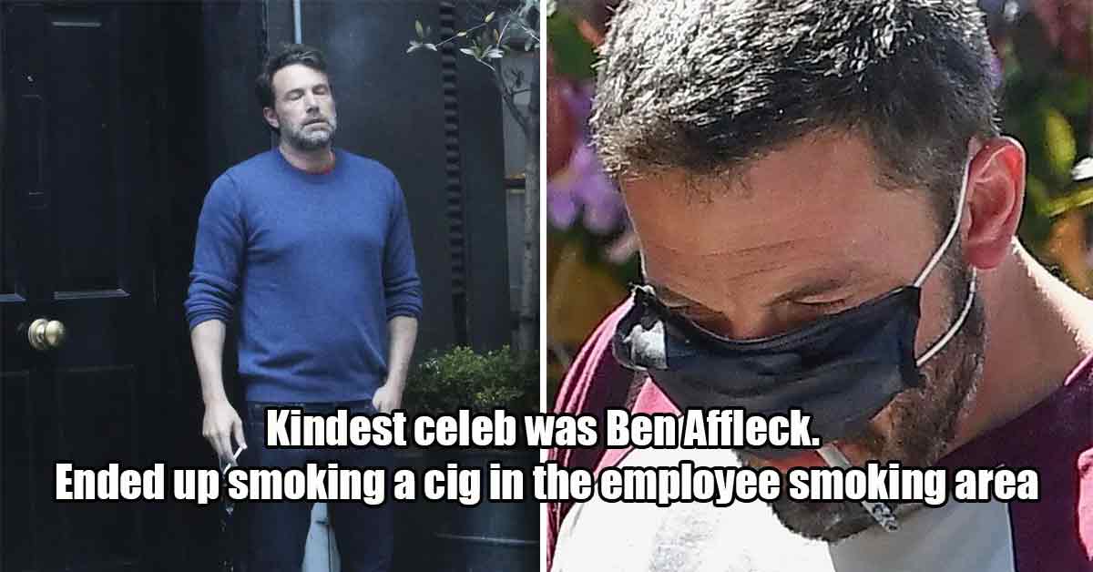 story about Ben Affleck being a good guy and smoking in the employee section of a hotel