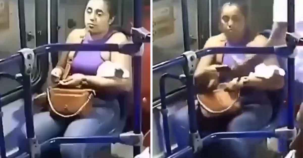woman pulls out a second before getting robbed on a train