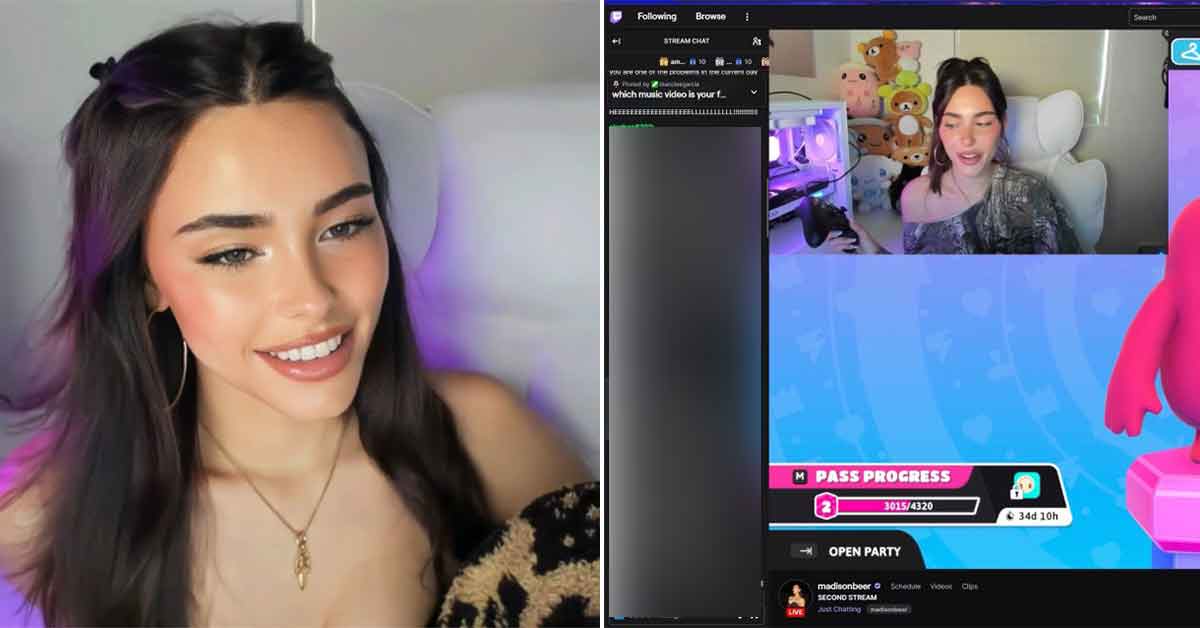 Madison Beer's second twitch stream was spammed with dick text art