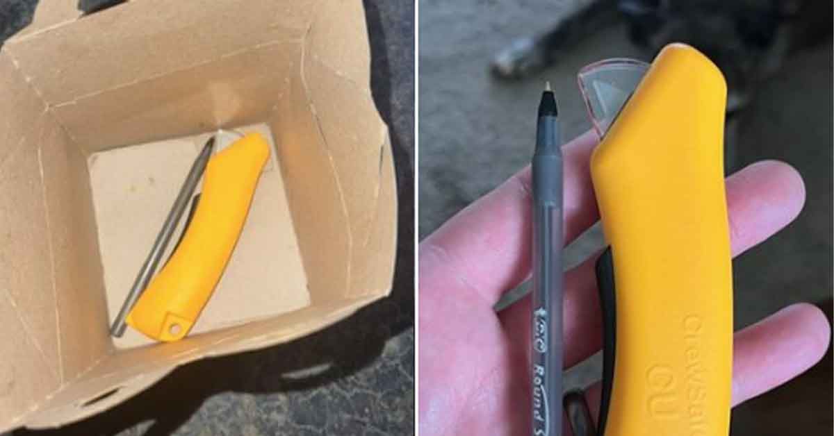 mom find a box cutter in her kid's happy meal