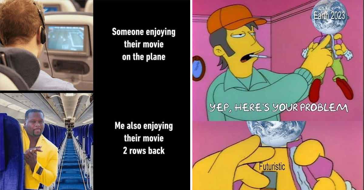 dank memes -  people watching movies on a plane -  Earth simpsons meme