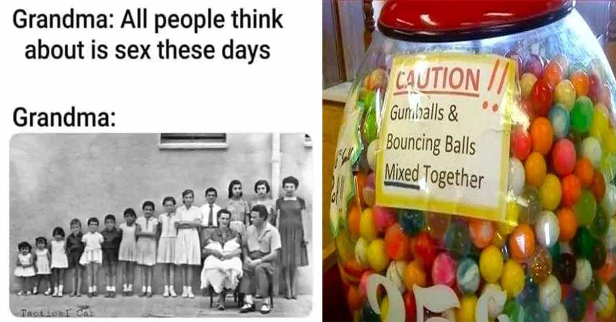 caution gumballs and bouncy balls mixed together