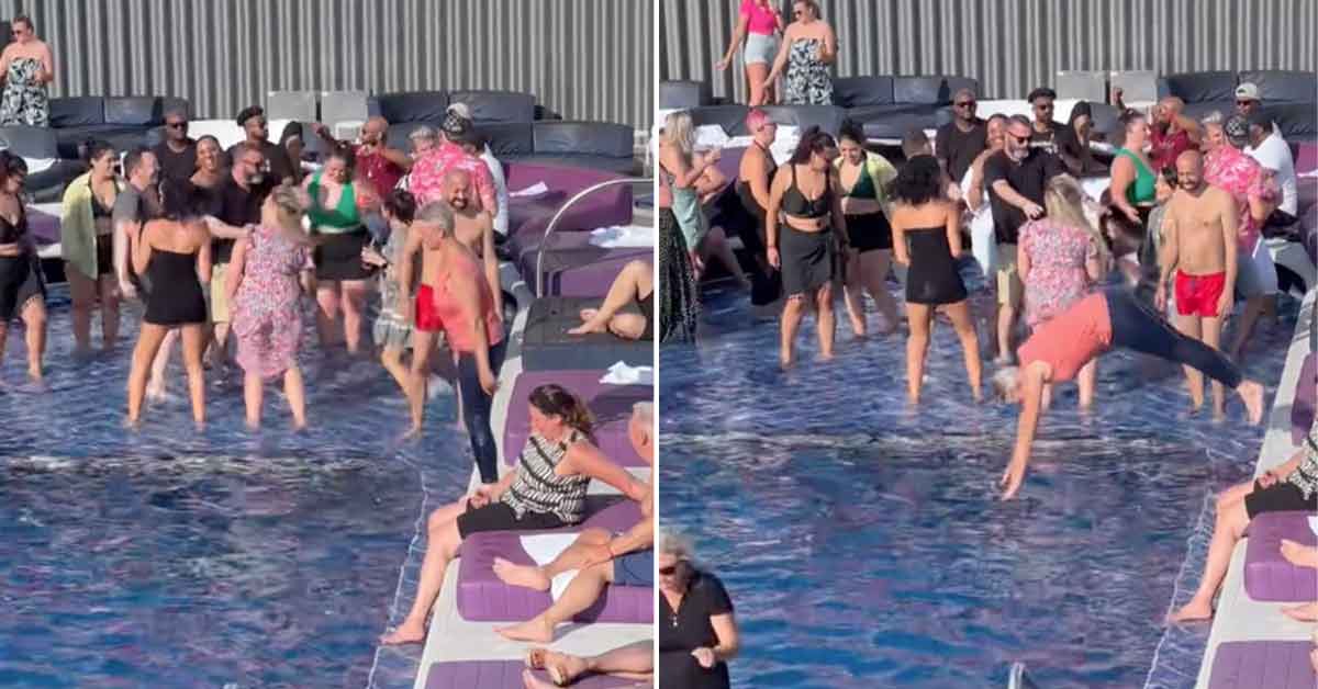 Jamie Lee Curtis takes a dive on a cruise