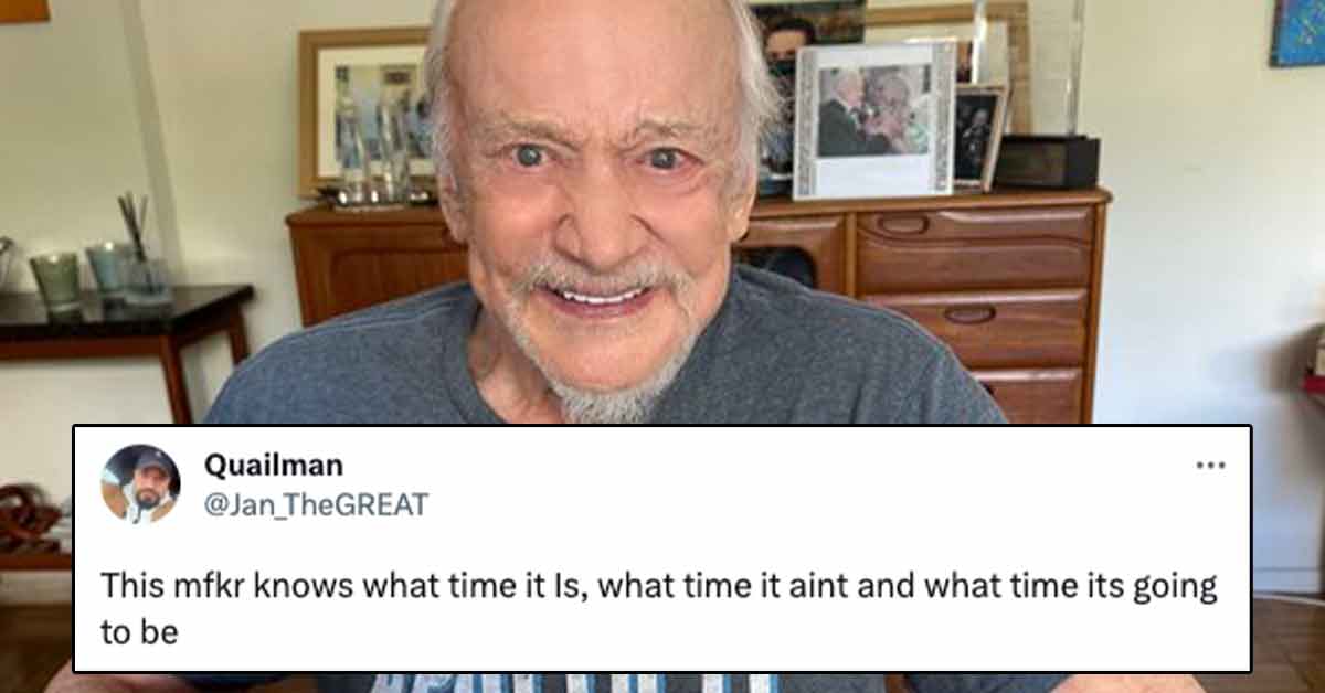 Buzz Aldrin wearing three watches while eating breakfast