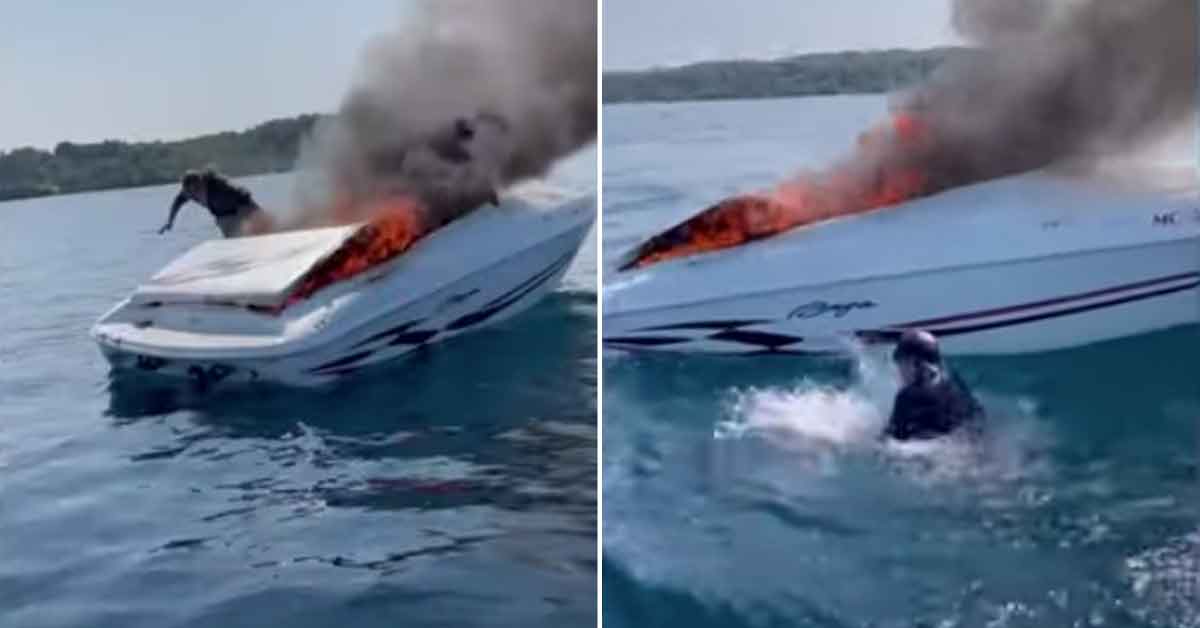 Boaters Jump Ship Moments Before Their Boat Explodes