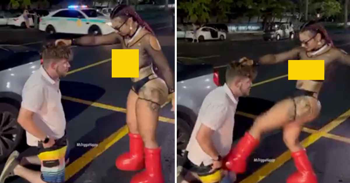 MsTriggaHappy Is The Dominatrix Making Bank By Kicking Men In The Nuts With Red Cartoon Boots