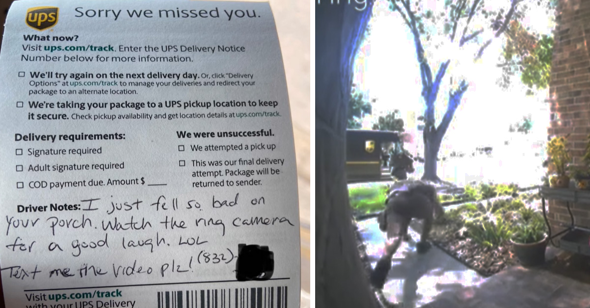 UPS Driver Takes a Tumble During Delivery and Asks Homeowner For the Footage