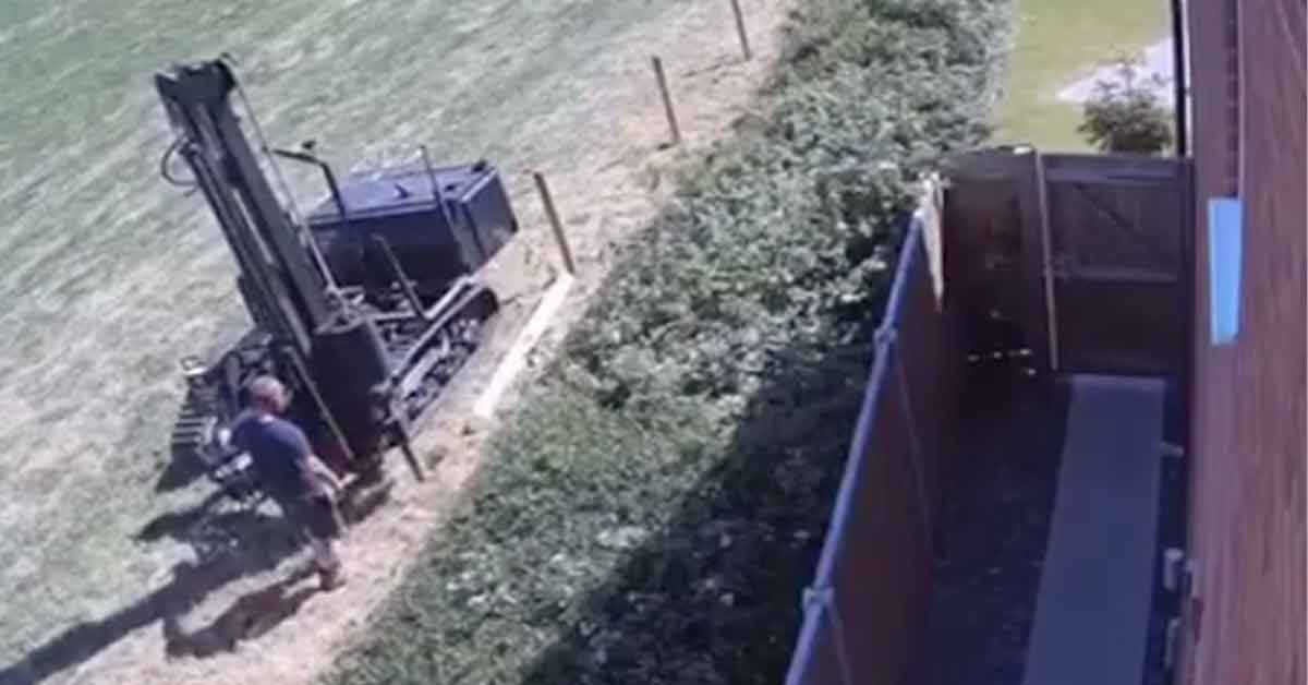 guy building a fence breaks through the gas line