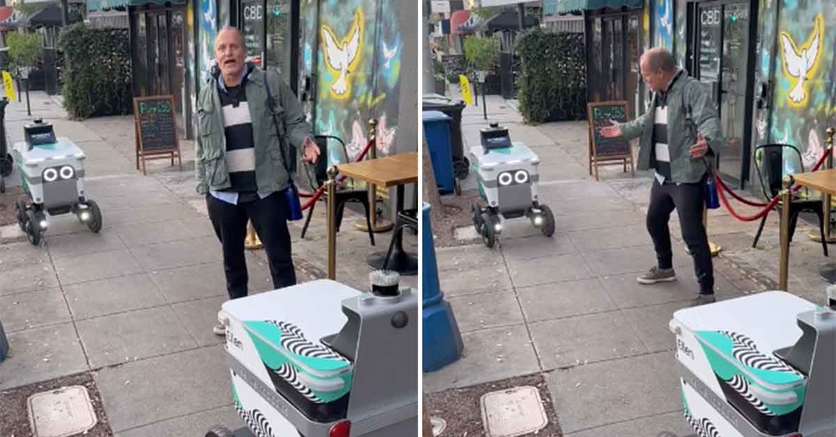 Woody Harrelson Narrates Standoff Between Two Delivery Robots