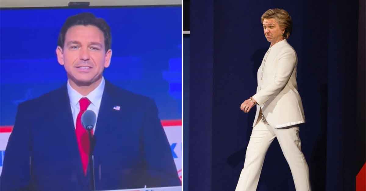 Ron Desantis trying his best to smile -  Hillary Meme