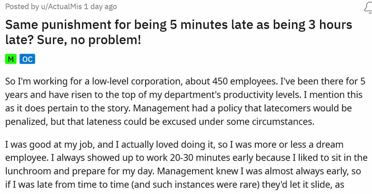 Long Time Employee Exploits New Management for Their Lateness Policy