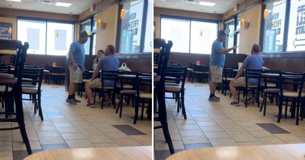 Son Catches Dad Eating Lunch With His Alleged Mistress