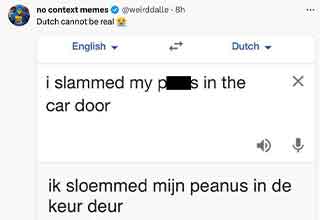 <p>Have you ever wondered how to say a certain phrase in Dutch? One of <a href="https://www.ebaumsworld.com/pictures/20-of-the-funniest-tweets-from-today-september-11-2023/87443432/">today's funniest tweets</a> can help you out.</p>