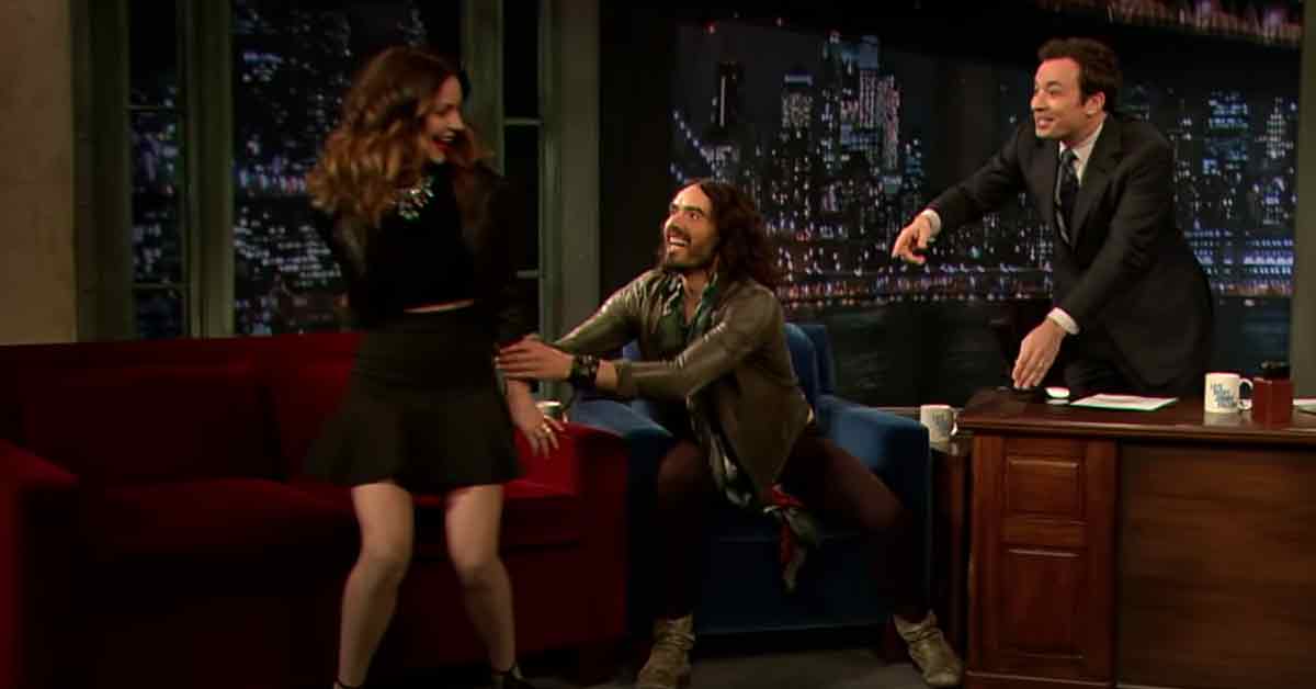 Russell Brand on the late show with jimmy fallon