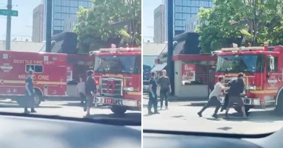 Fire Truck Blocking Karen Gets Shoved After Singlehandedly Halting Emergency Vehicle