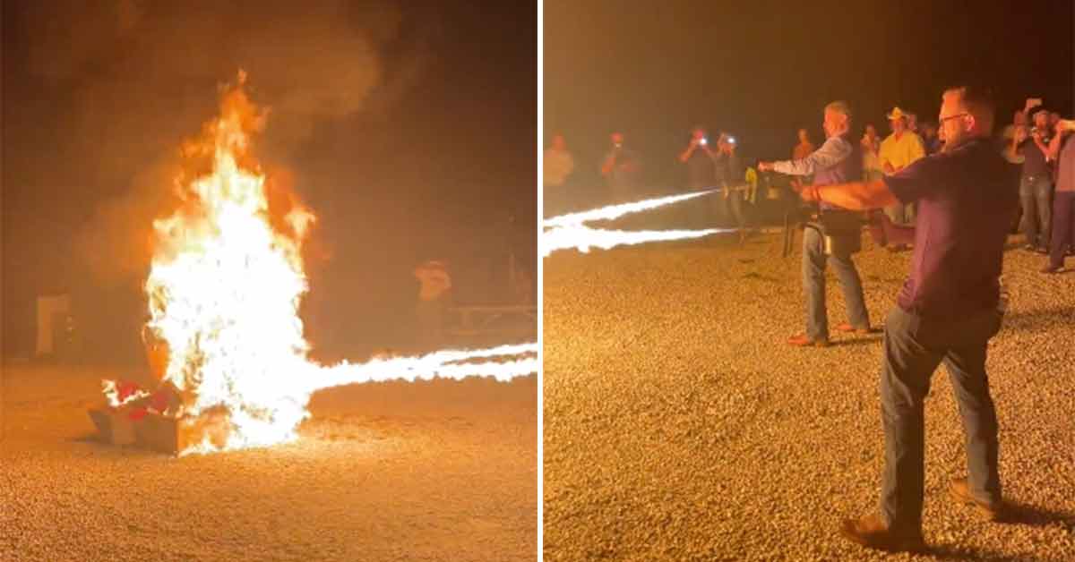 Wannabe Book Burners Cross Streams and Set Boxes On Fire With Flamethrowers