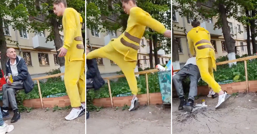 Peeved Pikachu Hits Drunk Old Man With 'Wild Charge' After Getting Sloshed On Bench