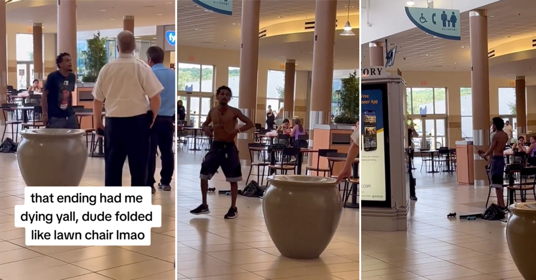 'Tough' Dude Threatening People With a Samurai Sword Has Nothing on Mall Cop