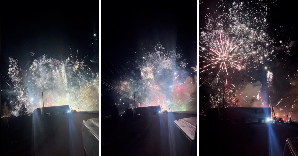 Watch $100k in Fireworks Explode All At Once on a Highway