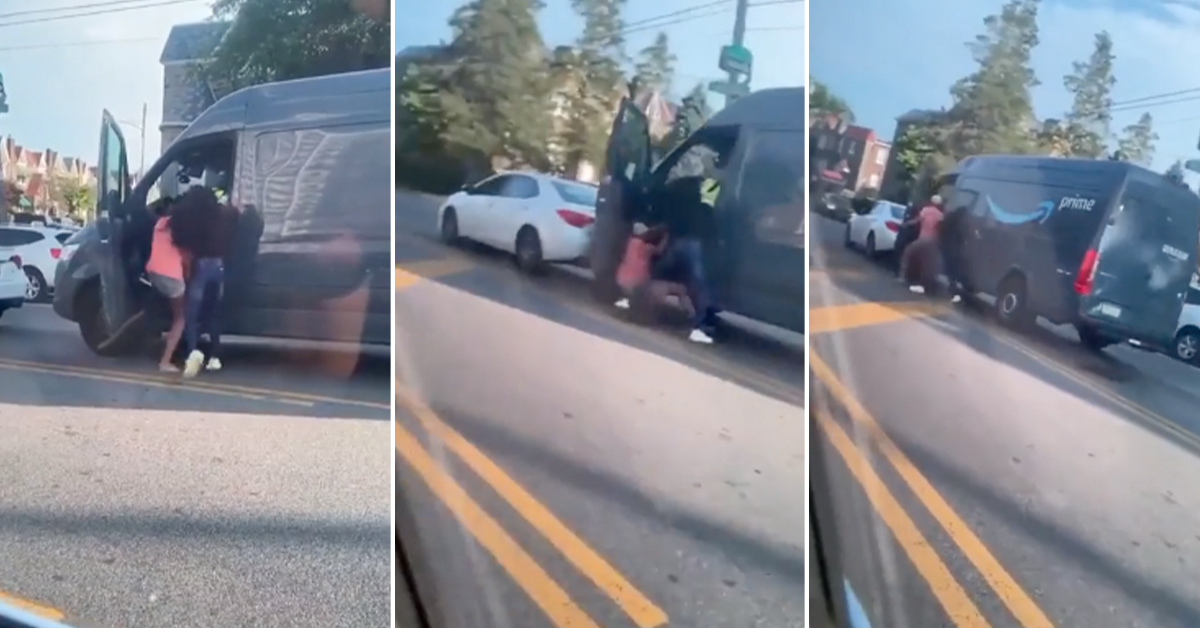 Road Raging Women Assault Amazon Driver, Who Proceeds to Bulldoze Their Car