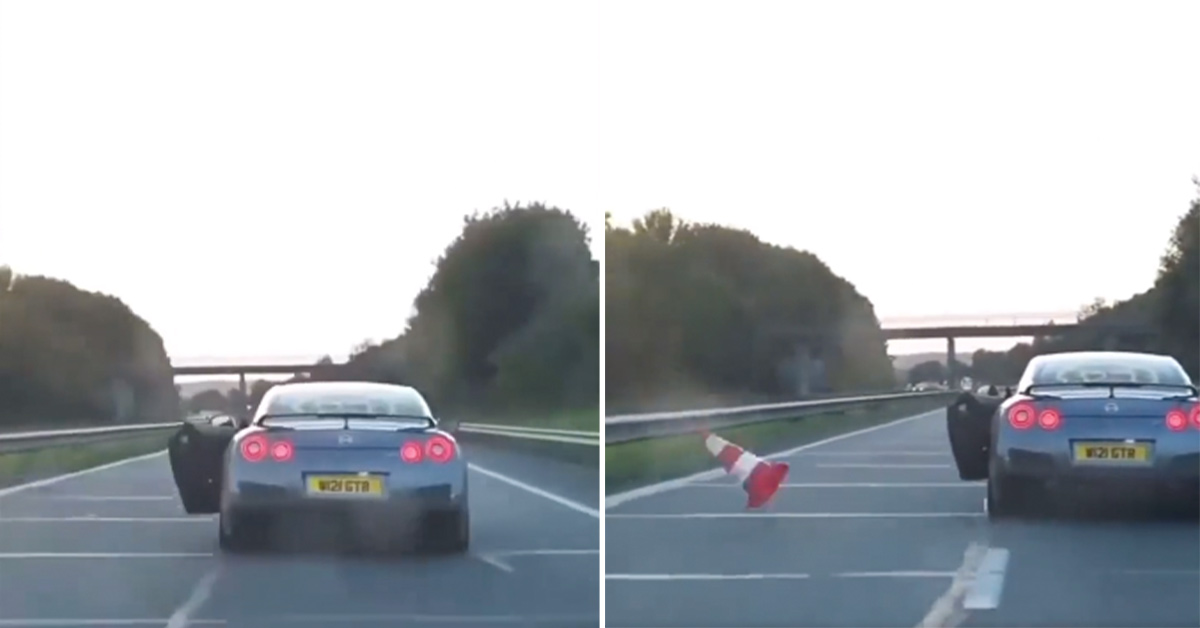 ‘10/10 Technique No Notes’: Driver Plays Highway Bowling With Open Car Door and Traffic Cones