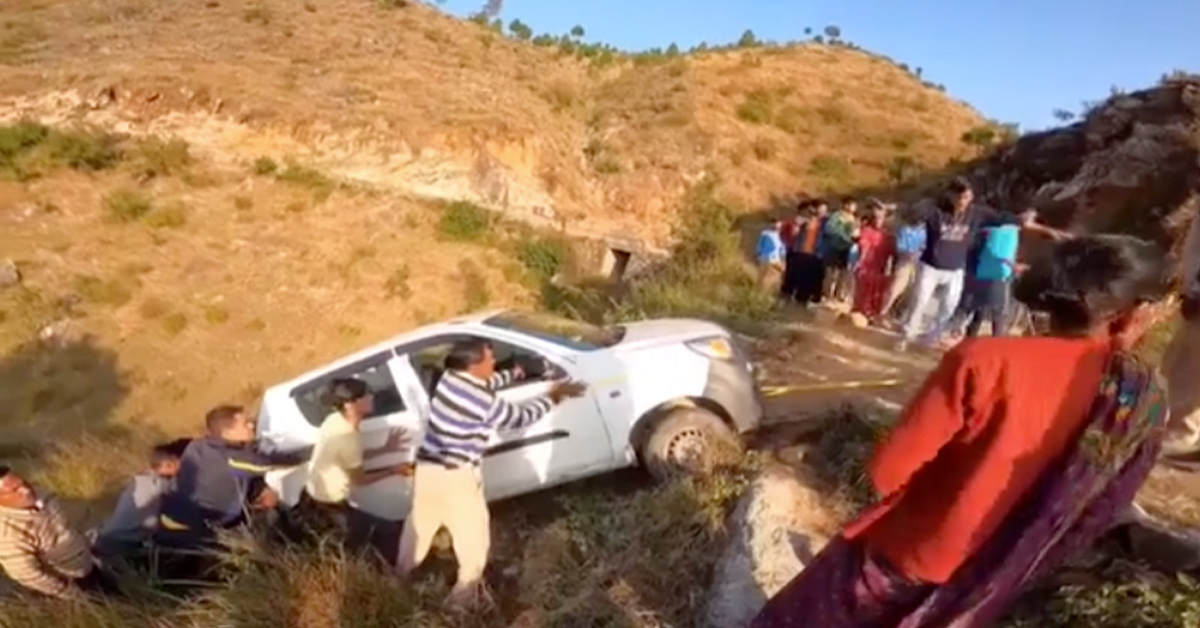 Car Recused After Going Over Cliff Immediately Goes Over Another One