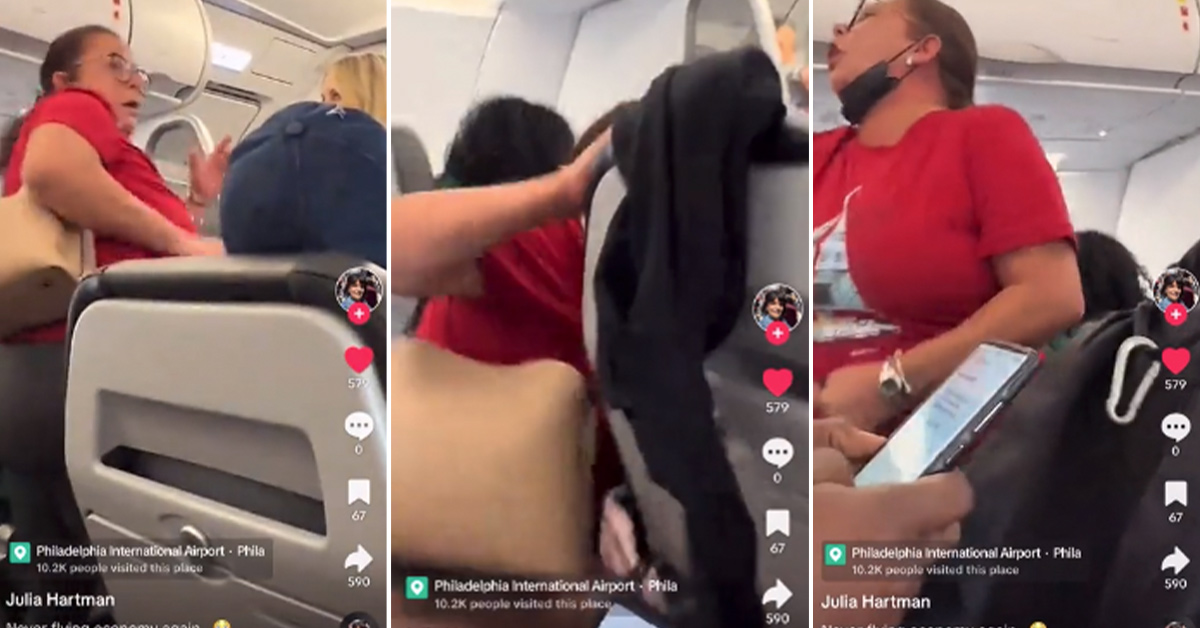Woman Pull Down Pants and Attempts to Pee In Airplane Aisle