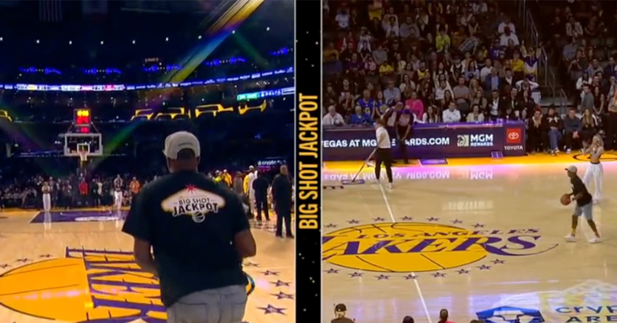 Lakers Fan Tears His Achilles Shooting Half-Court Shot