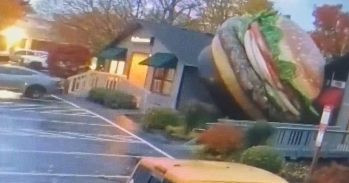 Giant Inflatable Burger King Whopper Rolls Through Town, Crashes into Building