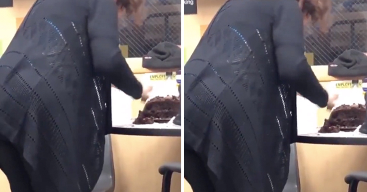 Co-Worker Who Thinks She’s Alone Ravages Office Chocolate Cake