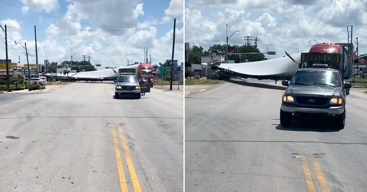 Wind Turbine Blade Meets Roaring Locomotive in Last-Second Disaster