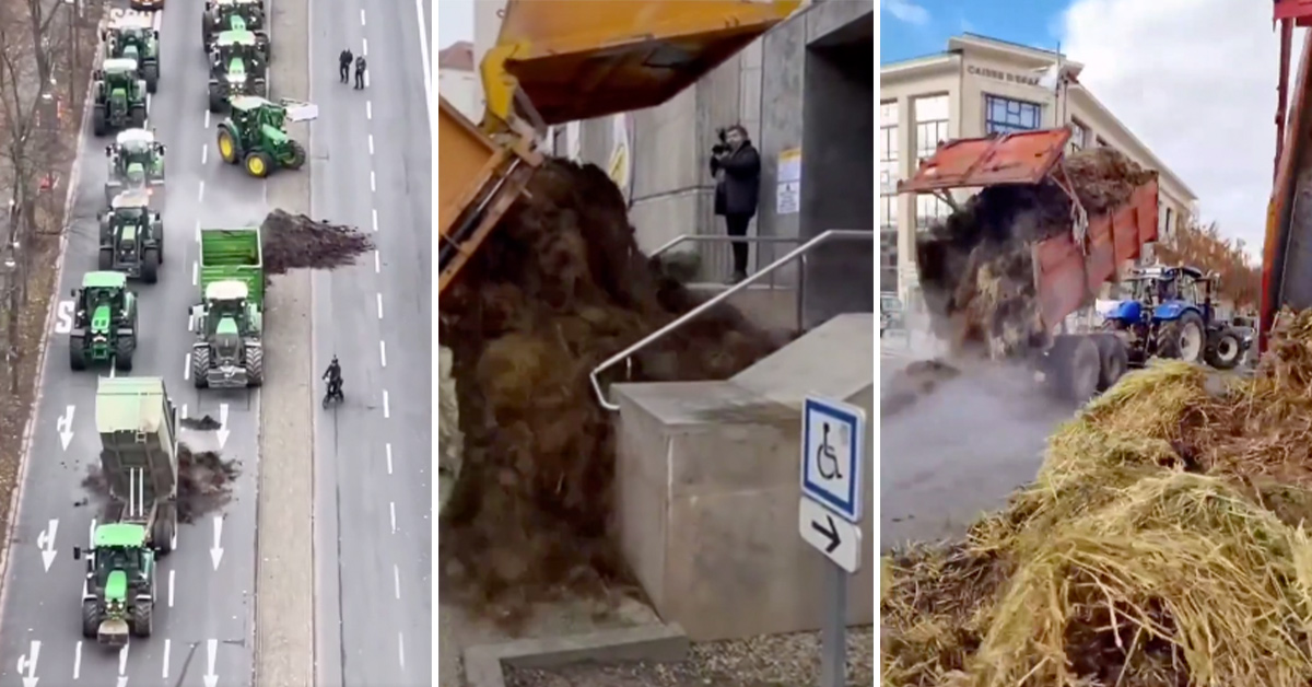 French Farmers Dump Manure On Government Buildings to Protest Tax Hikes