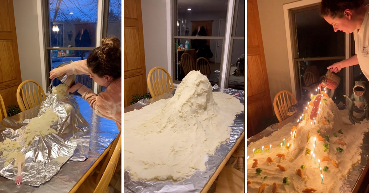 Someone Recreated 'Jurassic Park' With Mashed Potatoes, Gravy and a Ton of Dino Nuggies