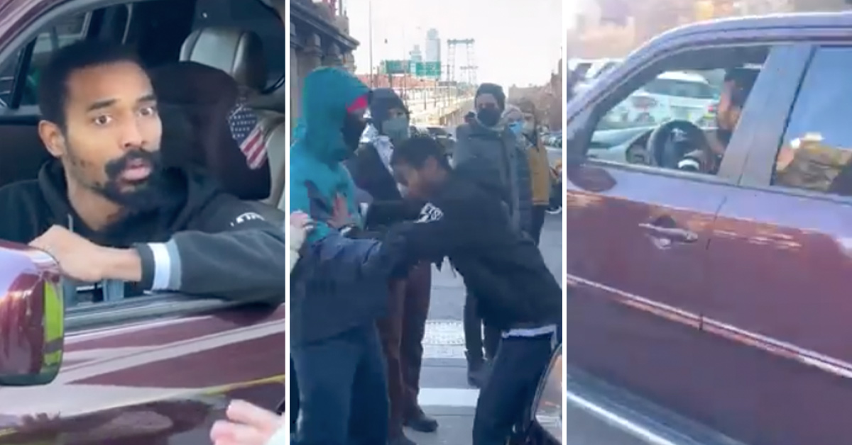 Protestors Block Man From Picking His Kid Up From School