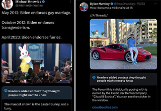 <p>For all Elon has done to ruin the user experience of Twitter, even a broken clock is right twice a day, and there is nothing better to come out of Elon's ownership of Twitter (sorry, X) than the Community Notes feature.&nbsp;</p><p><br></p><p>And Elon is no stranger to being corrected on his own platform for sharing misinformation. And while not all Community Notes are targeted towards people sharing "misinformation" most of them are.&nbsp;</p><p><br></p><p>Take a picture of a cloud for example with the caption, "What's going on here?" The Community Note simply reads, "Cloud." No notes.&nbsp;</p><p><br></p><p>The best usage of the Community Notes (besides correcting the owner of the site) has to be calling out misleading ads, or calling out fake hustle culture bros claiming they "made a million dollars by the age of 18." No, they didn't, and if you believe them then sorry there is no help for you.</p><p><br></p><p>So sit back and let the truth flow through you. &nbsp;</p>