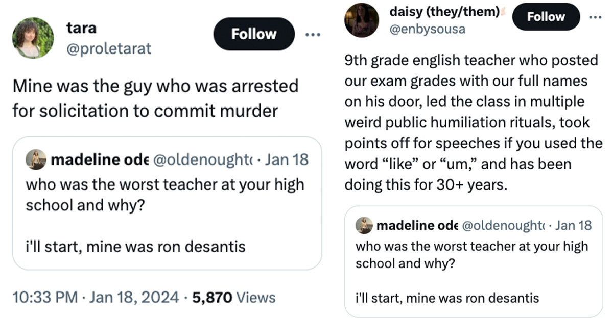 Twitter Users Share Stories About the Worst Teacher They Ever Had