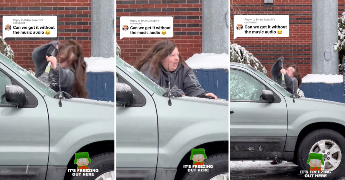 This Woman is Not Screwing Around When It Comes to De-Icing Her Car