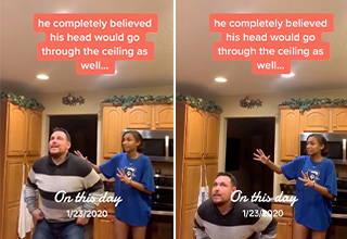 Dad Convinced He Can Touch the Ceiling With His Head Fails Miserably