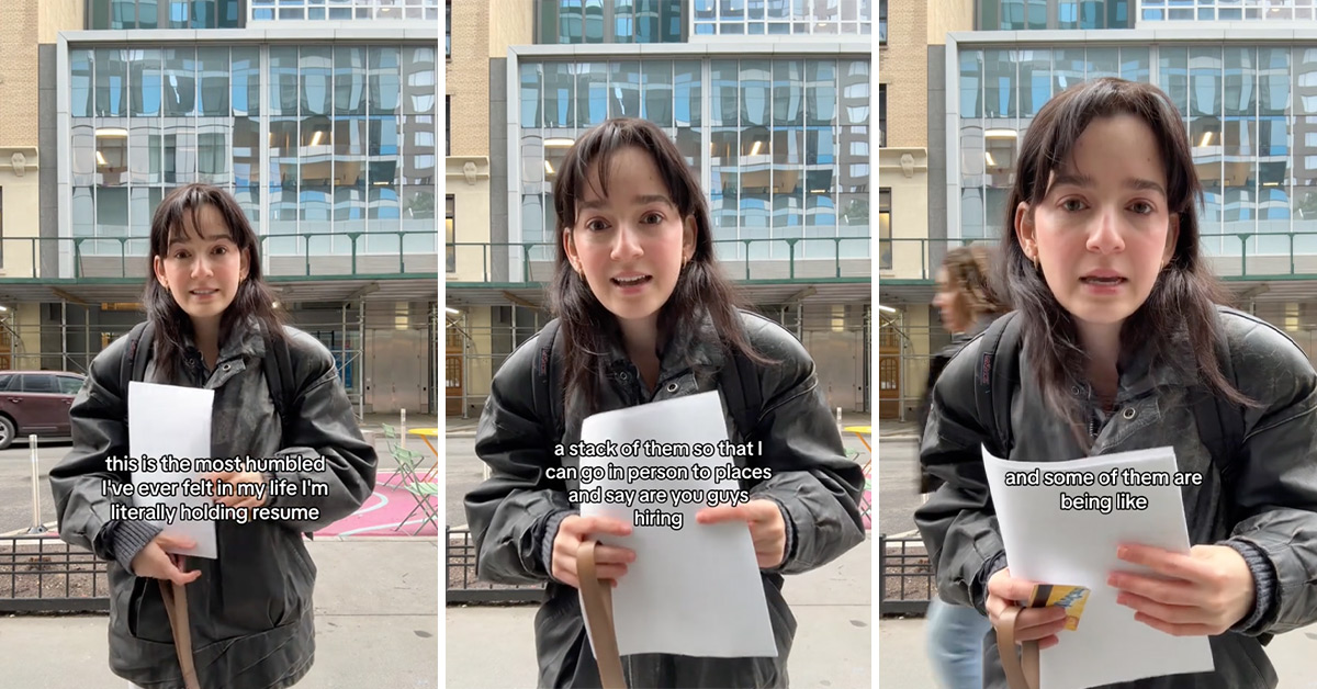 Woman in Tears As She Walks Around Town Handing Out Her Resume to No Avail