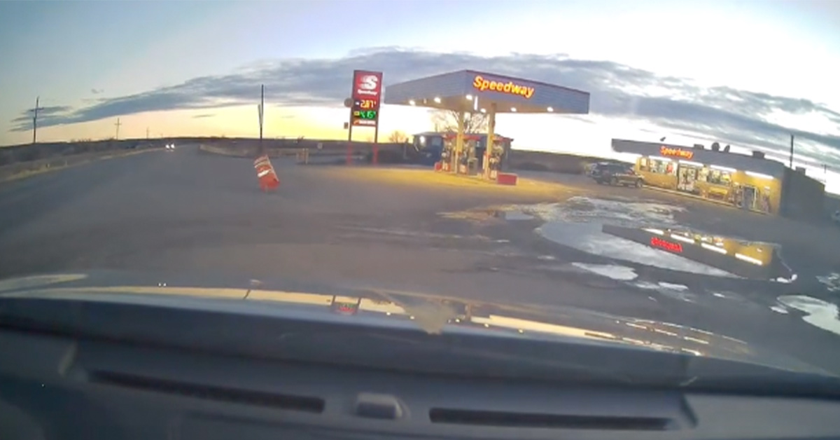 Driver's Dash Cam Captures Truck Hurtling Through Gas Station